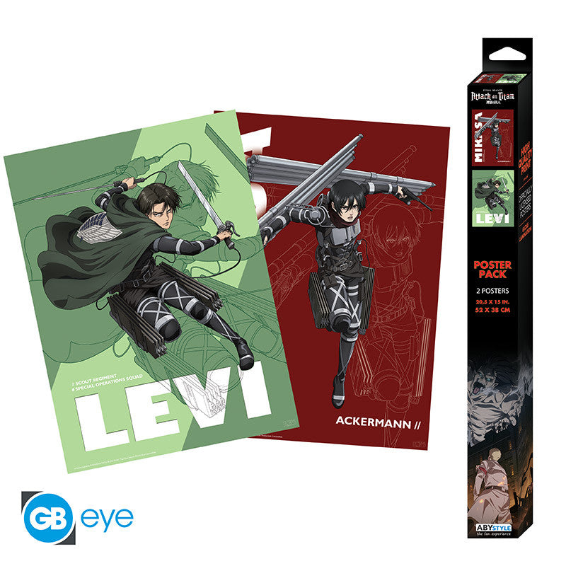 Lot de 2 posters L'Attaque des Titans – Levi et Mikasa