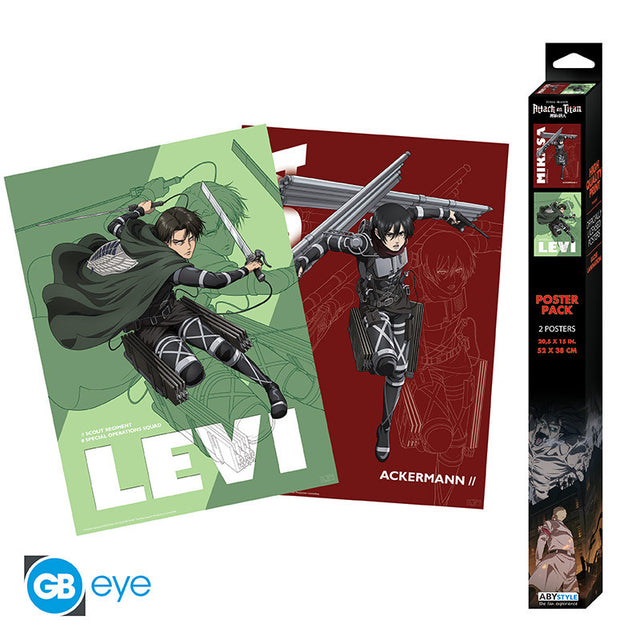 Lot de 2 posters L'Attaque des Titans – Levi et Mikasa