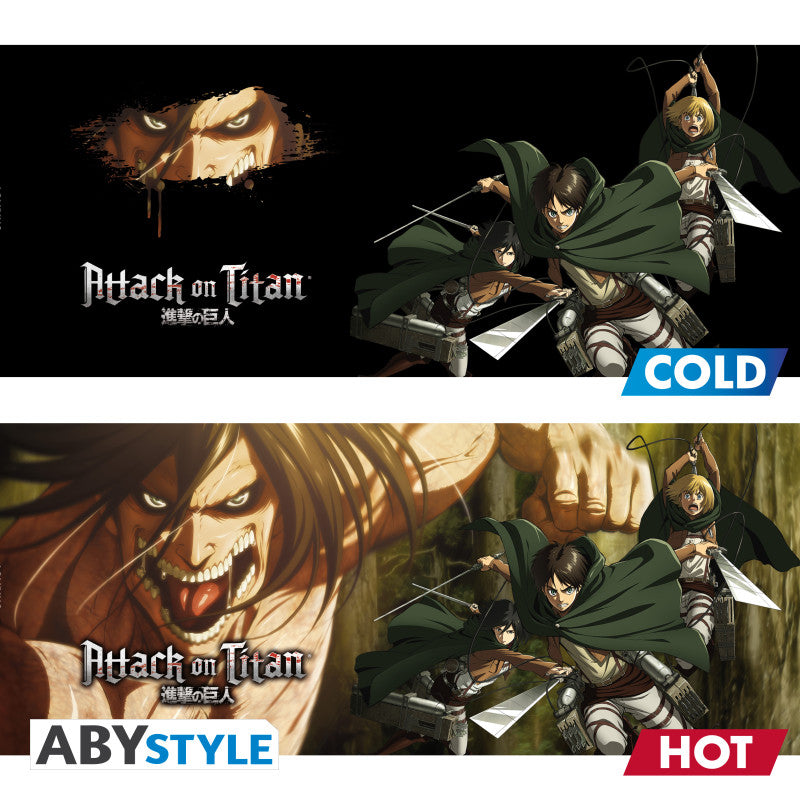 Mug thermoréactif L'Attaque des Titans – visuel froid et chaud