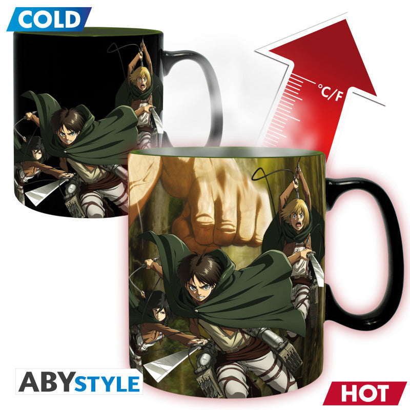 Mug thermoréactif L'Attaque des Titans – Eren, Mikasa et Armin
