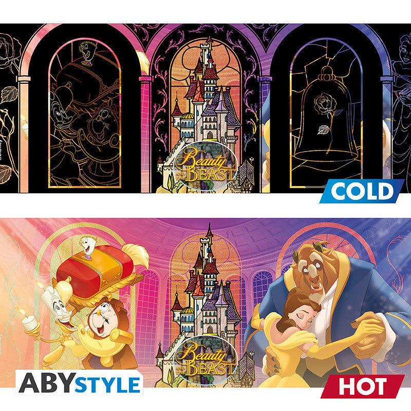 Mug thermoréactif Disney La Belle et la Bête : visuel à plat, froid et chaud